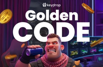 KeyDrop promotional banner for Golden Code giveaways distributed through their Discord server for free Gold Coins
